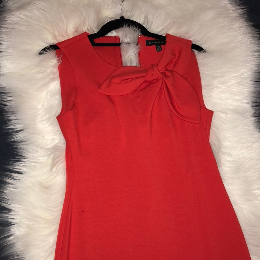 Orange bow shift dress